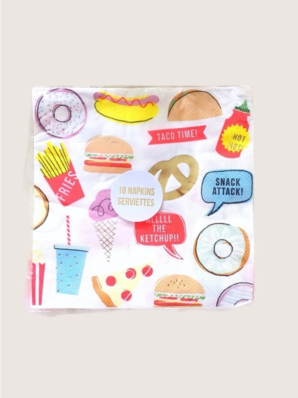 Meri Meri Snack Attack Fun Junk Food Party  16 piece Paper Napkins